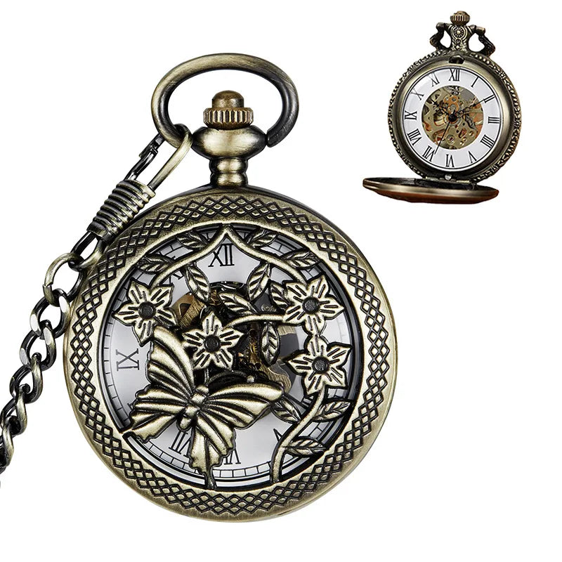 Mixed 4 Models Classic Bronze Mechanical Watch Roman Dragonfly Mechanical Pocket Watches