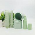 Empty Luxury Matte Green Serum Skin Care Cosmetics Packaging Set Plastic Cream Jar Lotion Airless Pump Bottle for Facial Cream
