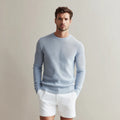 Lightweight Men's Anti-Wrinkle Summer Crewneck Sweater Breathable Mesh-Knit Made of Organic Cotton