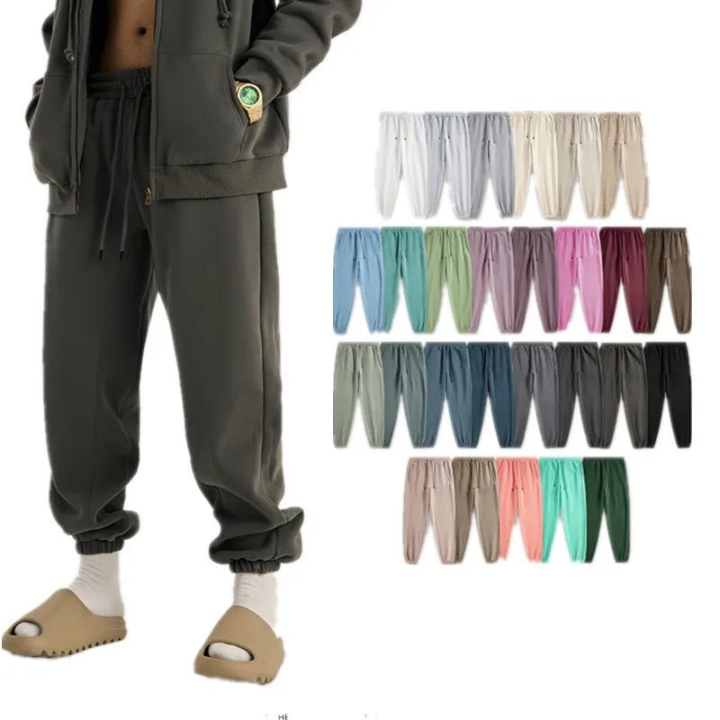 High Quality Winter Custom logo 27 Colors Oversize Loose Casual Men's Sports Sweatpants Men Long Style Men Fleece Long Pants