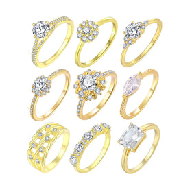 Custom Wedding Engagement 14K 24K Gold Plated Jewelry Dainty Rings 925 Sterling Silver Flower Shape ZIRCON Ring
