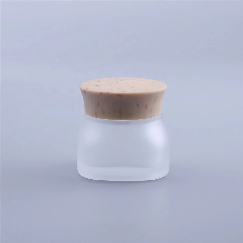 Empty Square Cosmetic Cream Packaging 50g Body Lip Scrub Jar Frosted Cosmetic Jar with Plastic Screw on Cap