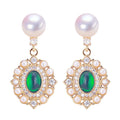 Women's Natural Freshwater Stud Pearl Earrings 18K Gold-Plated  Retro Style S925 Silver Needle