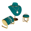 Green Velvet Jewelry Display Props With Gold Metal Base for Jewellery Store