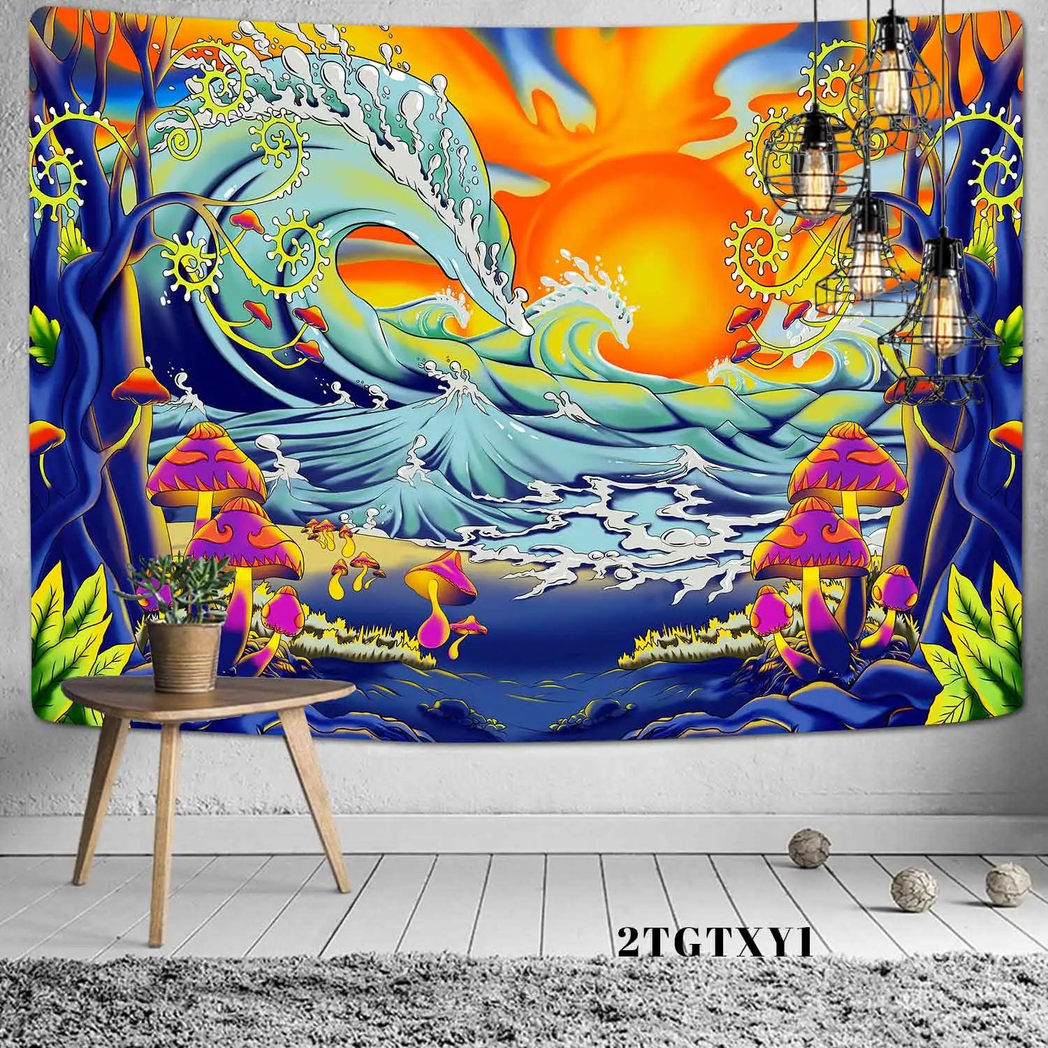 Psychedelic Castle Tapestry Dragon Cruise Ship Summer Sea Wall Hanging Tapestries for Living Room Decor
