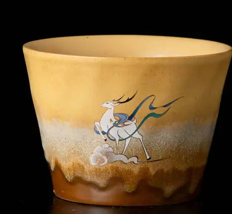 MSH Forbidden City Red Dunhuang Nine Colored Deer Coffee Cup and Saucer Set for Tea Room