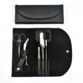 FOCSTAR New 5pcs Stainless Steel Eyebrow Razor Set BT9018S Pencil Razor Scissors Trimmer Brush Comb Grooming Kit Slanted Black MegaBDM