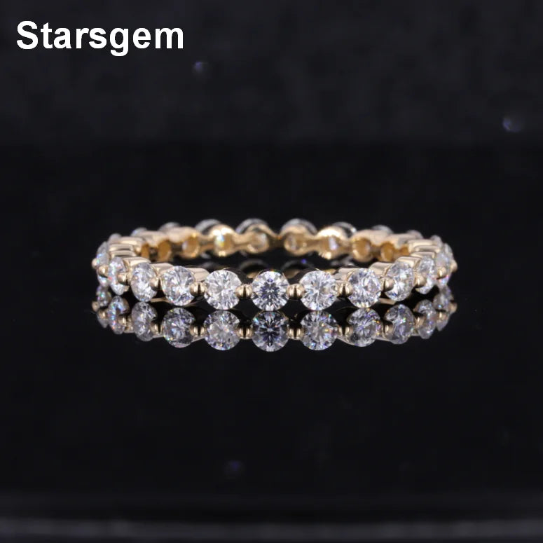 Starsgem Hot Selling Trendy Real 9K Gold Synthetic Diamond Simple Wedding  Rings