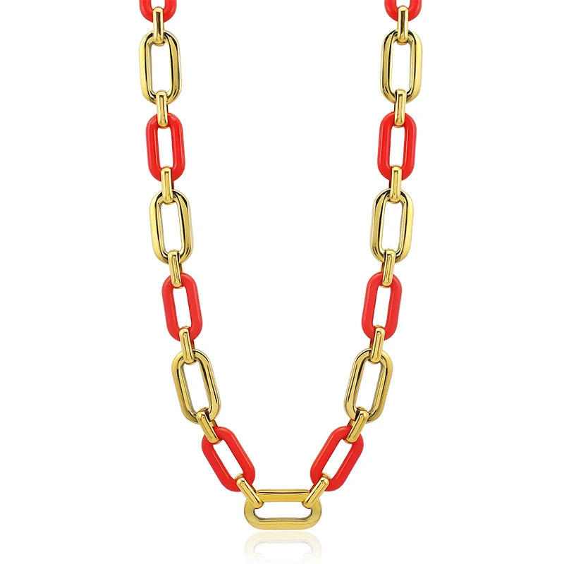 Wholesale  18K Gold Fashion Necklace with Latest Design Bracelet Set and Colorful Acrylic Chain  Bracelet for Women Man