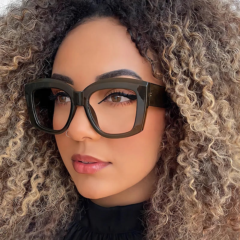 Women Large Square Frame Anti Blue Light Glasses Frame Fashion 2024 Trend Custom Logo Eyeglasses Wholesale Retro Lunettes