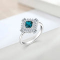 925 Sterling Silver Wedding Jewelry Ring for Women Classic Green CZ Stone Set in Princess Cut Rhodium Plated for Parties