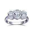 Messi Jewelry MS-785 18k  Three Stone  Oval  Shape Women Dainty Gold Jewelry Lab Grown Diamond Ring