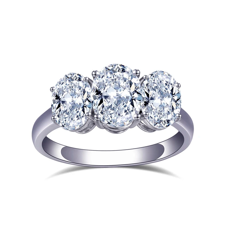 Messi Jewelry MS-785 18k  Three Stone  Oval  Shape Women Dainty Gold Jewelry Lab Grown Diamond Ring