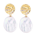Women's Luxury 18K Gold-Plated Natural Freshwater Baroque Pearl Earrings Jewelry