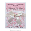 White Invitation Card with Bowknot Laser Cut Invitations Rose Pattern
