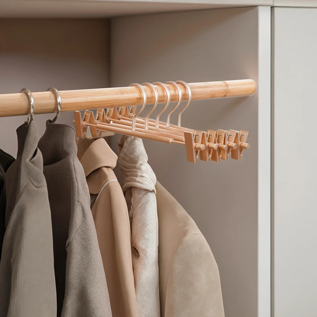 Modern Space Non Slip Pant Hanger Adult Trouser Clothes Pants Hangers Aluminum Adjustable Metal Saving Golden Color Stand Single