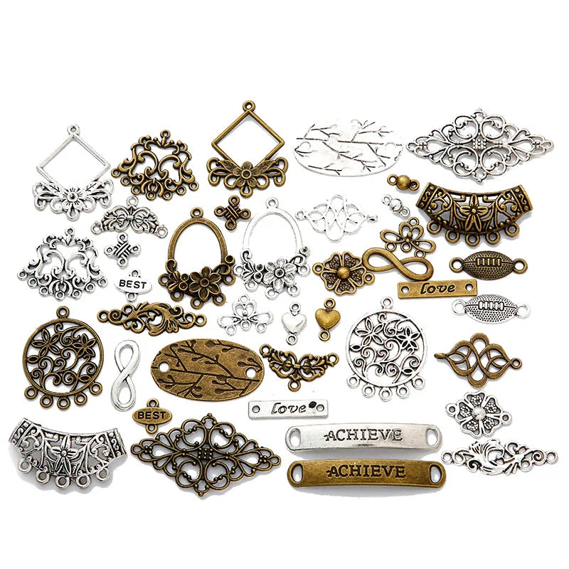 YuenZ 20pcs/set Multi Styles Vintage Flower Retro Connector Charm Pendant DIY Necklace Jewelry Findings Accessories U067