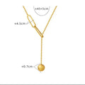 HOVANCI Gold Plating Stainless Steel Tassel Small Round Ball Bead Pendant Y Lariat Paper Clip Splicing Necklace Choker for Women