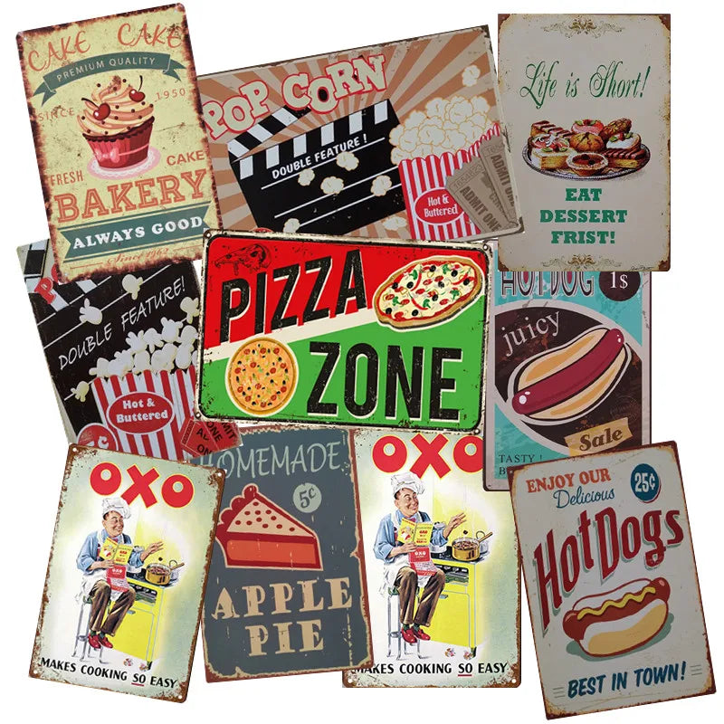 Homemade Fast Food Decor Wall bar Crafts Old Printing Retro Sign Vip Lounge Vintage Metal Poster logo Tin Car Plate Hot Sale