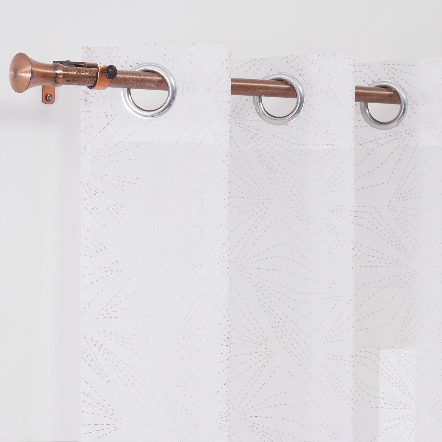 Professional Factory Wholesale Tulle Striped Geometric Pattern Rose Gold Dew Drop Sheer 100% Polyester Flame Retardant Curtains