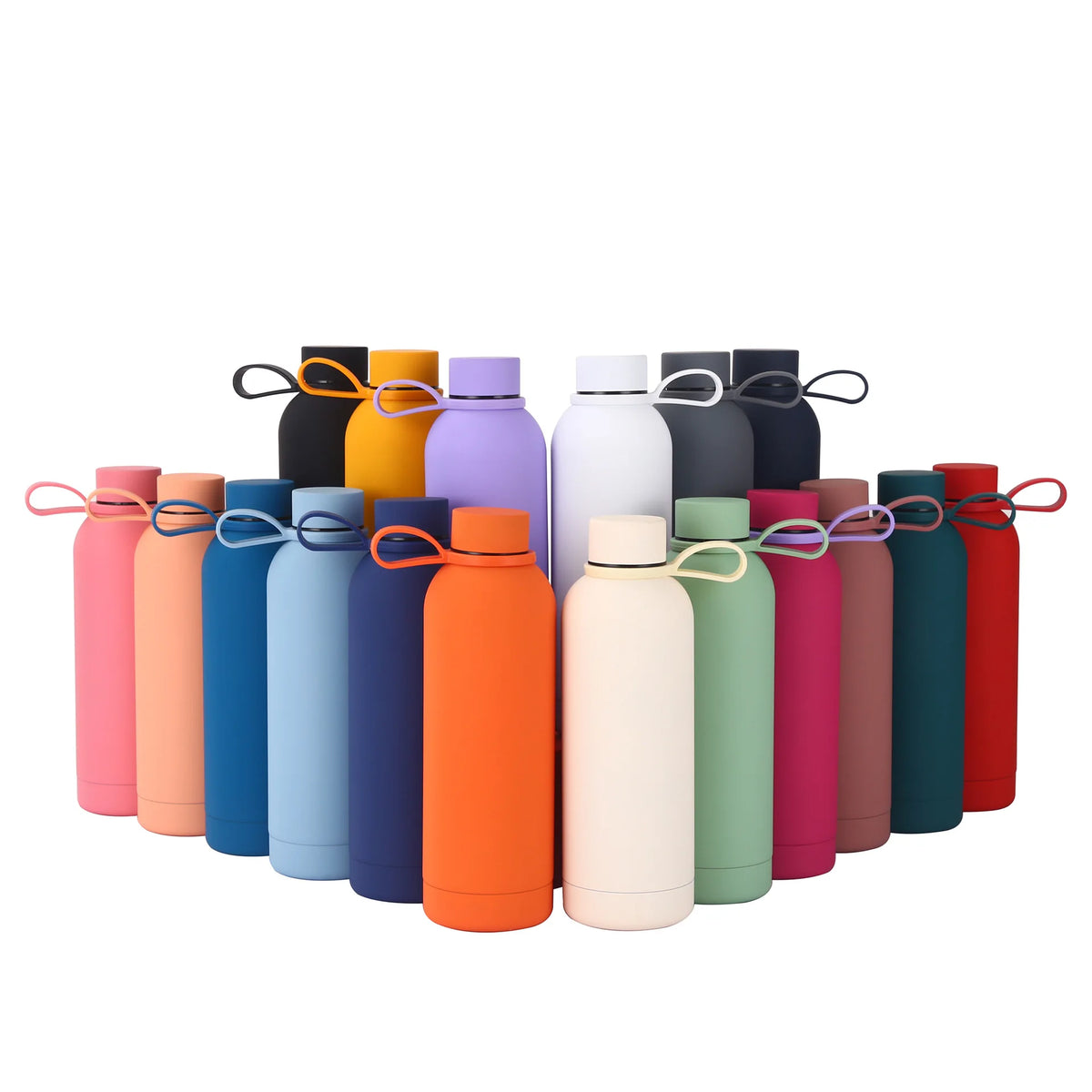 Customized logo Sublimation Stainless Steel Narrow-mouth Vacuum Flask Gym Sports Thermos Water Bottle with Handle MegaBDM