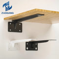 Zuogang 2 PCS 6 Inch to 24 Inch Wholesale square Bottom Dome Hidden L Bracket Black Floating Heavy Duty Shelf Bracket