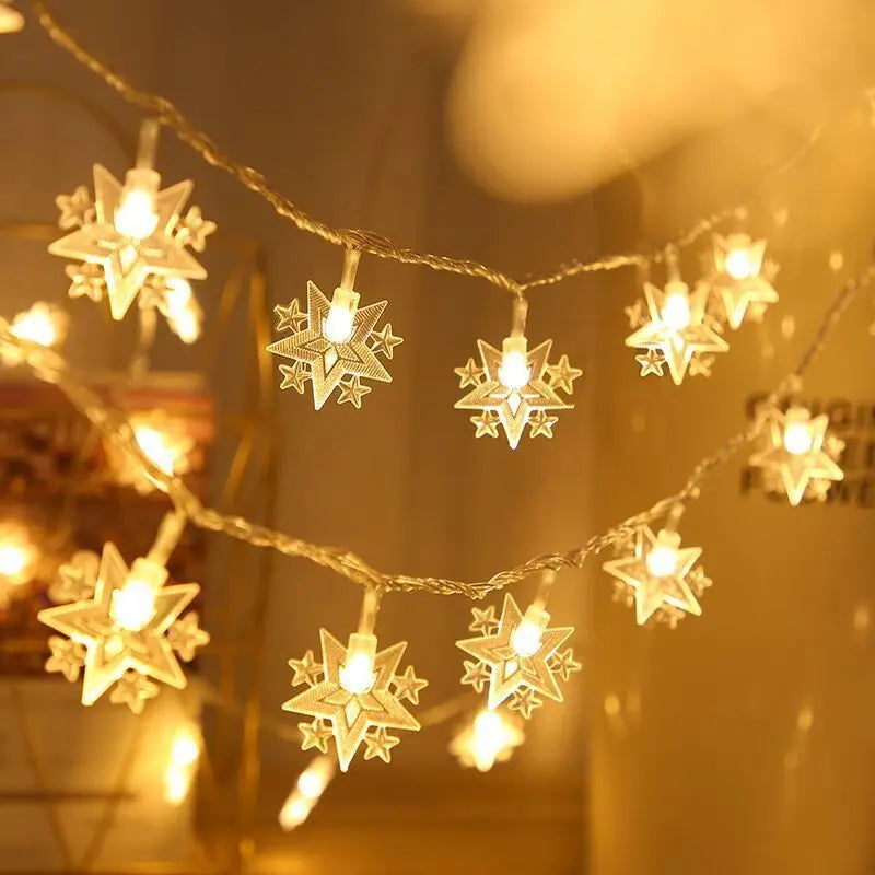 10M Xmas LED Lamp String Fairy Decorative Holiday Lights for Outdoor Garden Tree Snowflake Christmas Decorations