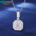 Dropshipping Fashion Design Women Gift Jewelry 925 Sterling Silver VVS Asscher Cut Moissanite Pendant Necklace