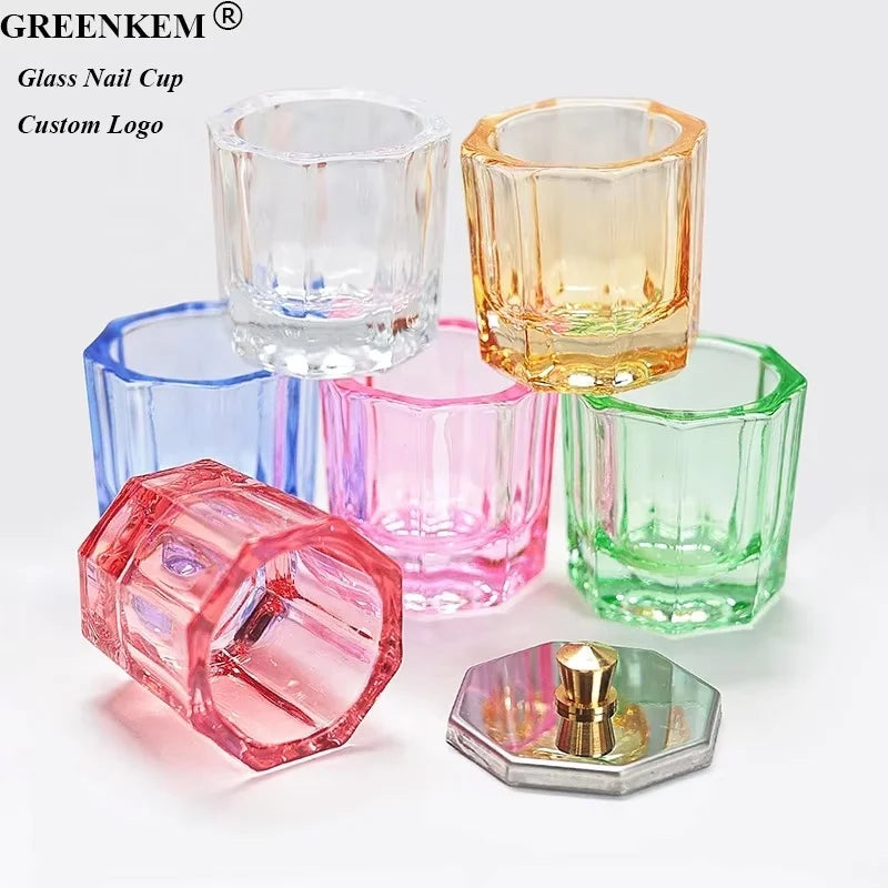 GREENKEM Glass Nail Cup Acrylic Powder Liquid Crystal Glass Bowl Nail Acrylic Liquid Cup