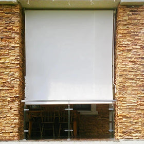 Outdoor Vertical Roller Blind Aluminum Frame Windproof Fireproof UV Protection Wire-guide Sunshade Roller Screen