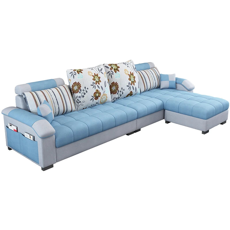 Modern European Style L-Type Combination Leather Sofa Set Manufacturer Wholesale for Villa Living Room Use Genuine Leather
