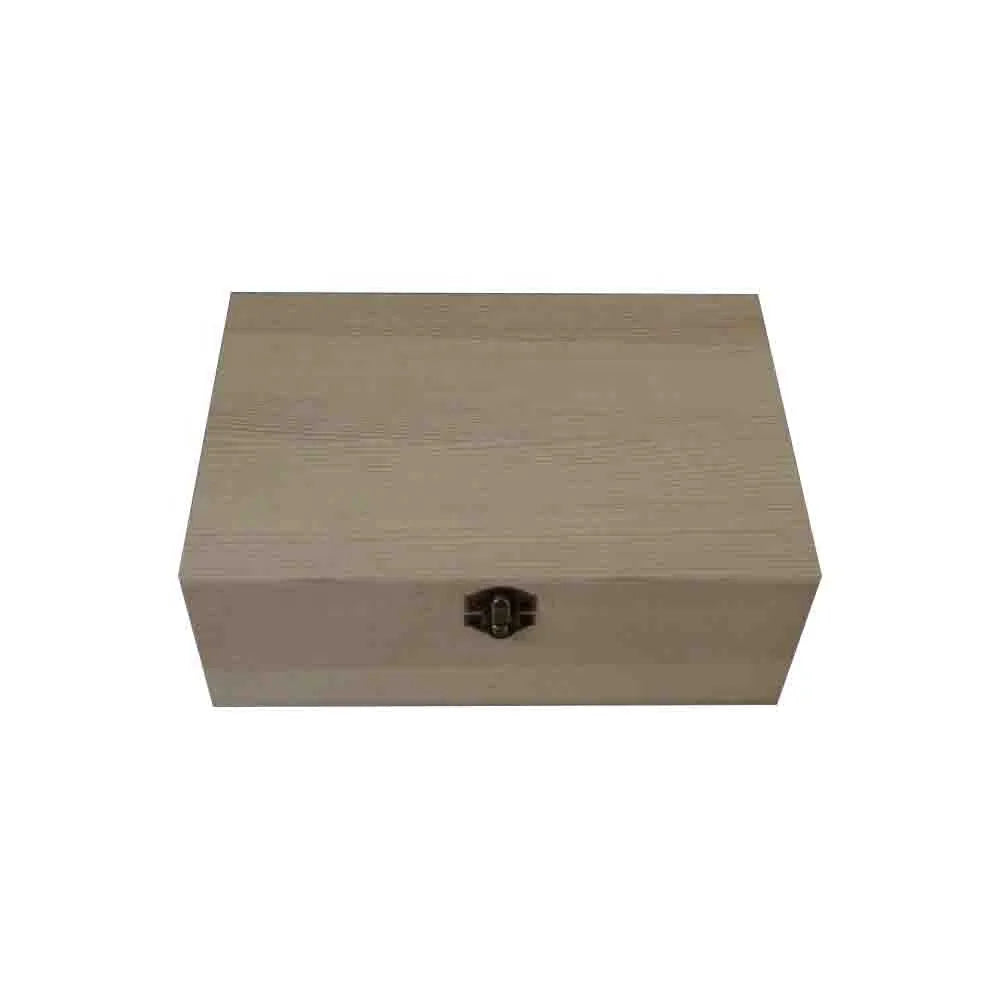 Small Unfinished Pine Wood Gift Keepsake Box Rectangle Multifunction Wooden Box Hinged Latch Carved Design Convenient Storage