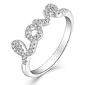 Hypoallergenic LOVE Letter Design Ring Rhodium Plated Cubic Zirconia Stones 925 Sterling Silver Love Rings for Women