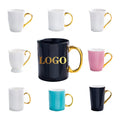 Custom Hot Sale  Coffee Mugs Sublimation Hand Painted Gold White Bone China Ceramic Mug with Logo