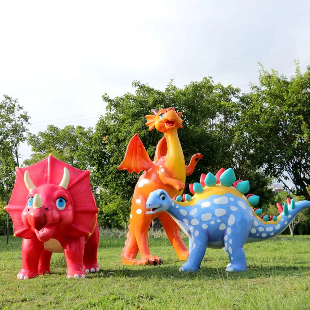 OEM ODM Theme Park Prop Fiberglass Animal Dinosaur Statue Models for Jurassic World Decoration