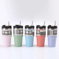 30oz Tumblers Powder Coated Double Wall Vacuum 304 Stainless Steel Vacuum Insulated Tumbler With Straw and Lid Custom Logo