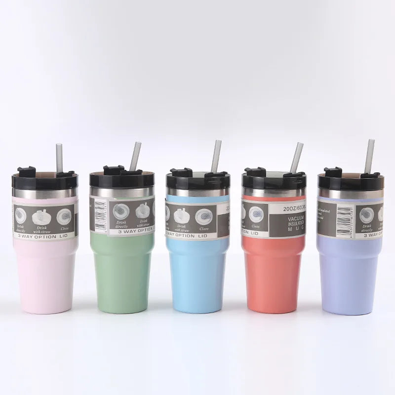 30oz Tumblers Powder Coated Double Wall Vacuum 304 Stainless Steel Vacuum Insulated Tumbler With Straw and Lid Custom Logo
