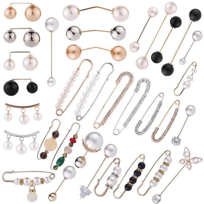 Brooches Women Big Beads Fashion Clothing Pearl Lapel Sweater Dress Buckle Anti Brooch Pins
