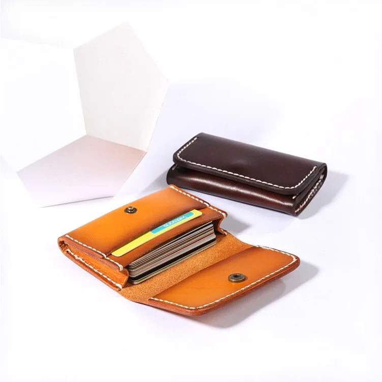 Luxury Vegetable Leather Business Card Holder Genuine Leather Business Card Wallet
