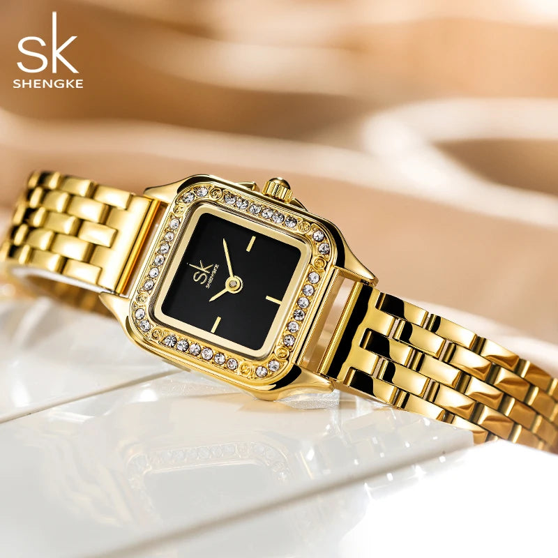 SK 0173 Brand Fashion Luxury Women Watches Stainless Steel  Quartz Ladies Wristwatch Exquisite Square Dia Women Clocks Reloj