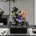 Hot Sale Creative Rock Waterfall Fountain with Rabbit Ornament Resin Base with LED LightIndoor Home Decor for Living Room Desk