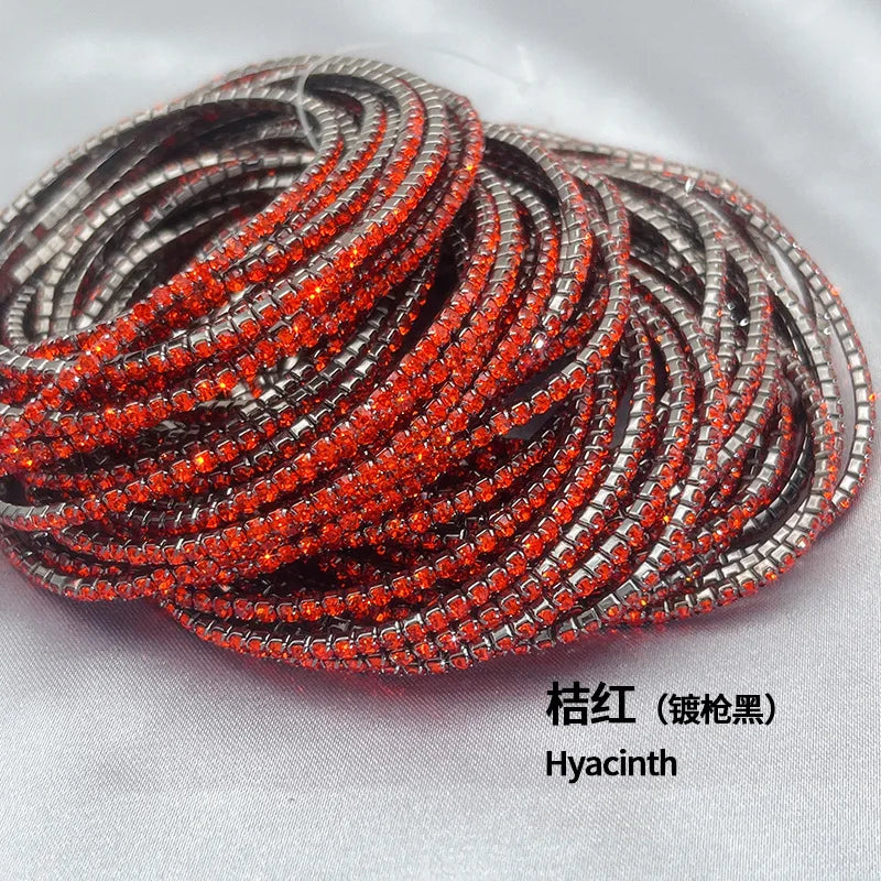 Wholesale Black Gun & Colorful Rhinestone Elastic Stretch Bracelet Fashion Tennis Chain Accessory for Women and Girls