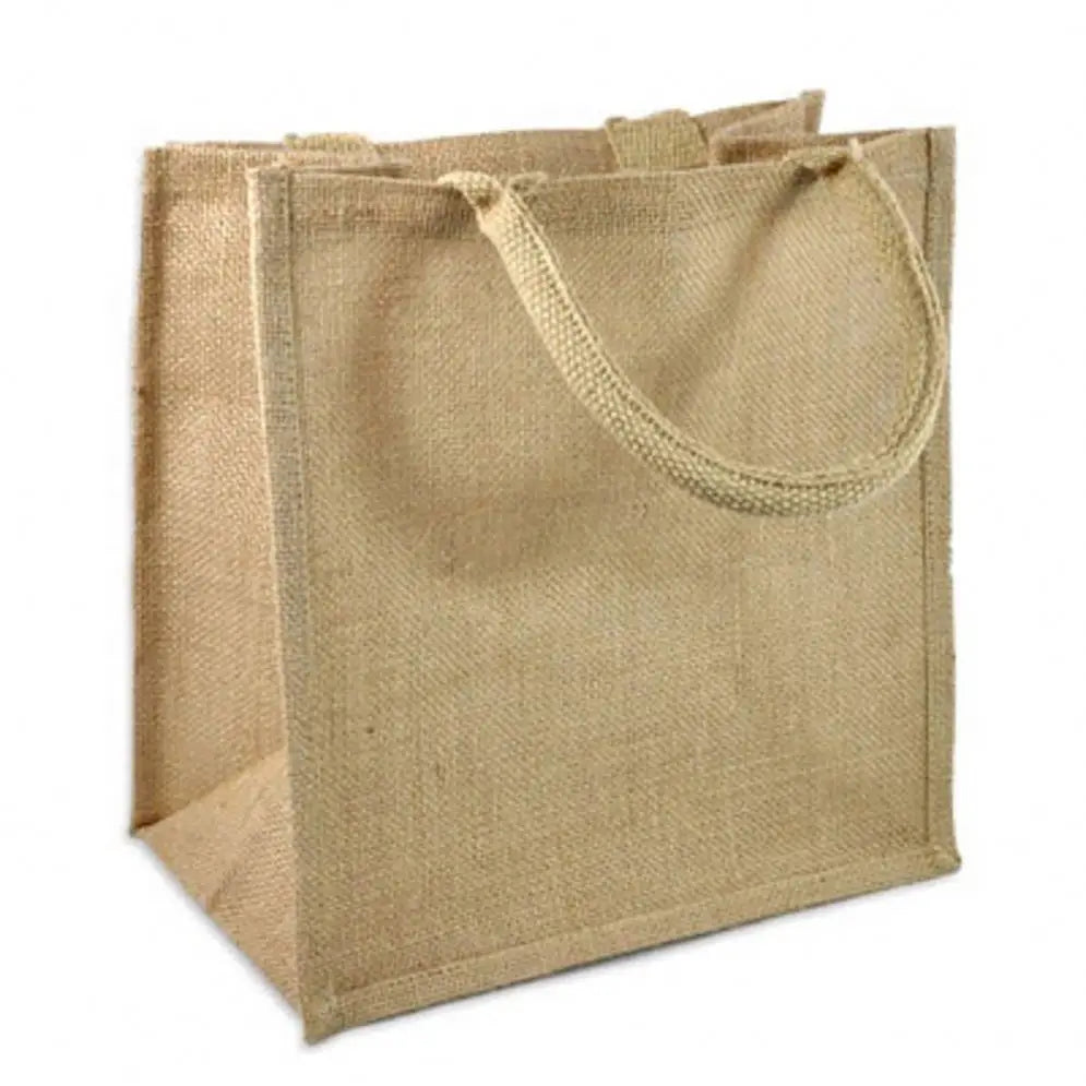 Natural Burlap Tote Bags Reusable Jute Bags with Full Gusset
