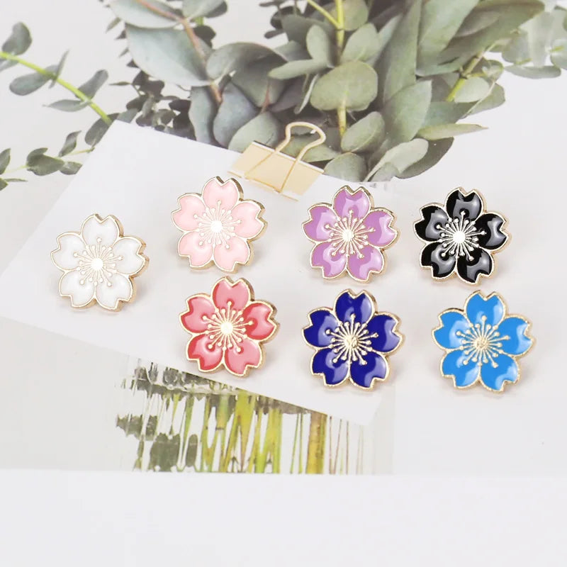 Beautiful Cherry Blossom DRIP Process Brooch Tiktok Hot Sale Shoe Diy Material Alloy Floret Collar Pin Dress Corsage