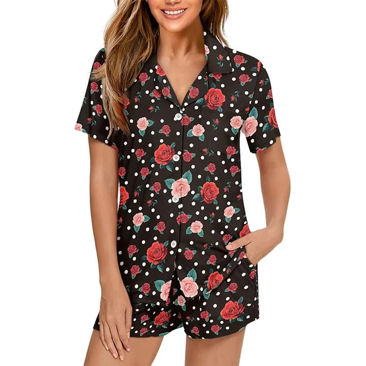 Pajamas for Women Set Factory Pruce PJ 2 PCS Short Sleeve Top With Bottoms High Quality Nightwear Suit Never Fade Away PJ Sets