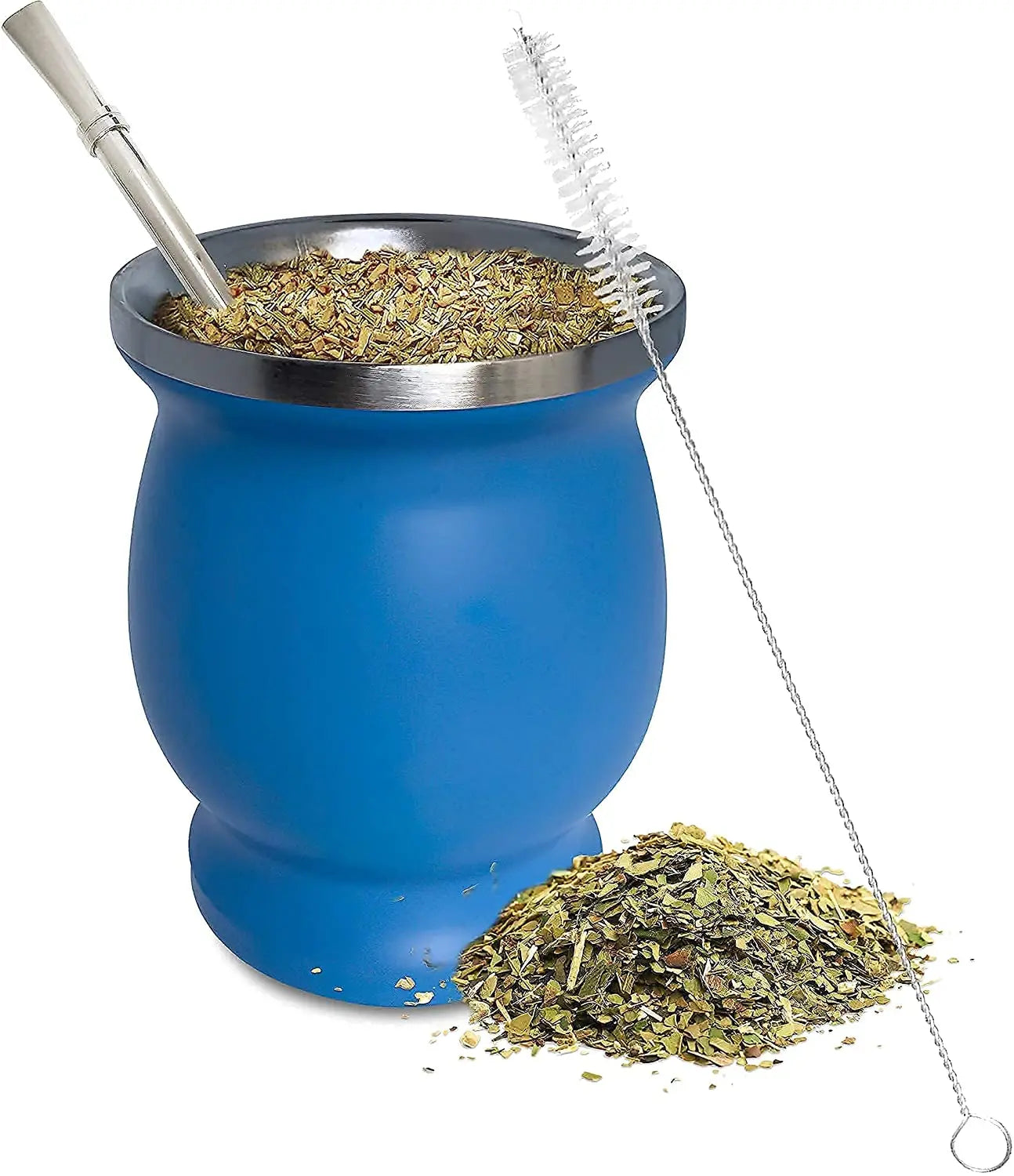 Fashion Coffee Colours 8Oz Stainless Steel Mate Cup and Bombilla Set