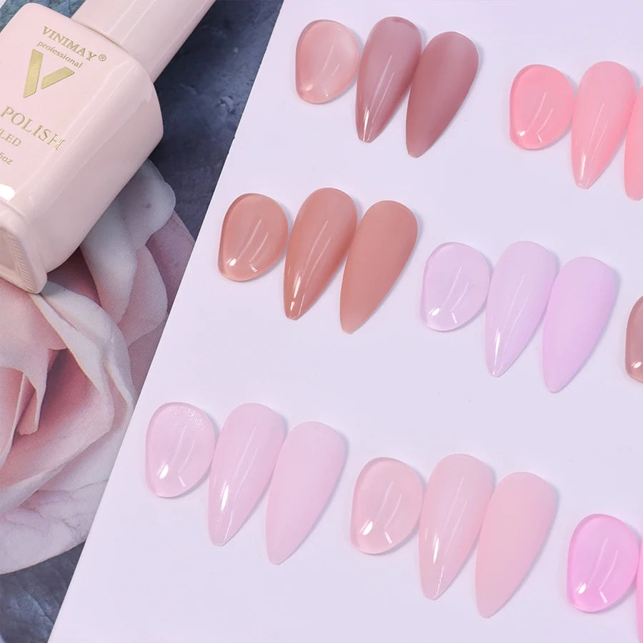 VINIMAY Gel Polish 15ml Jelly Skin Nude Pink 38 Colors Nail Rubber Base Gel Natural Color Gel Nail Polish Set for Wholesale