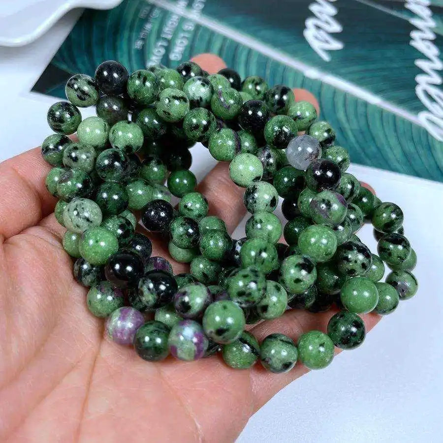 Healing Crystal 8mm 7A Ruby Zoisite Natural Beads Round Bracelet Women Men Jewelry Wrist Accessories Gift