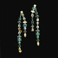 Wholesale Fashion Handmade Colorful Cubic Zircon Diamond Elegant Statement Large Drop Tassel Earrings for Women