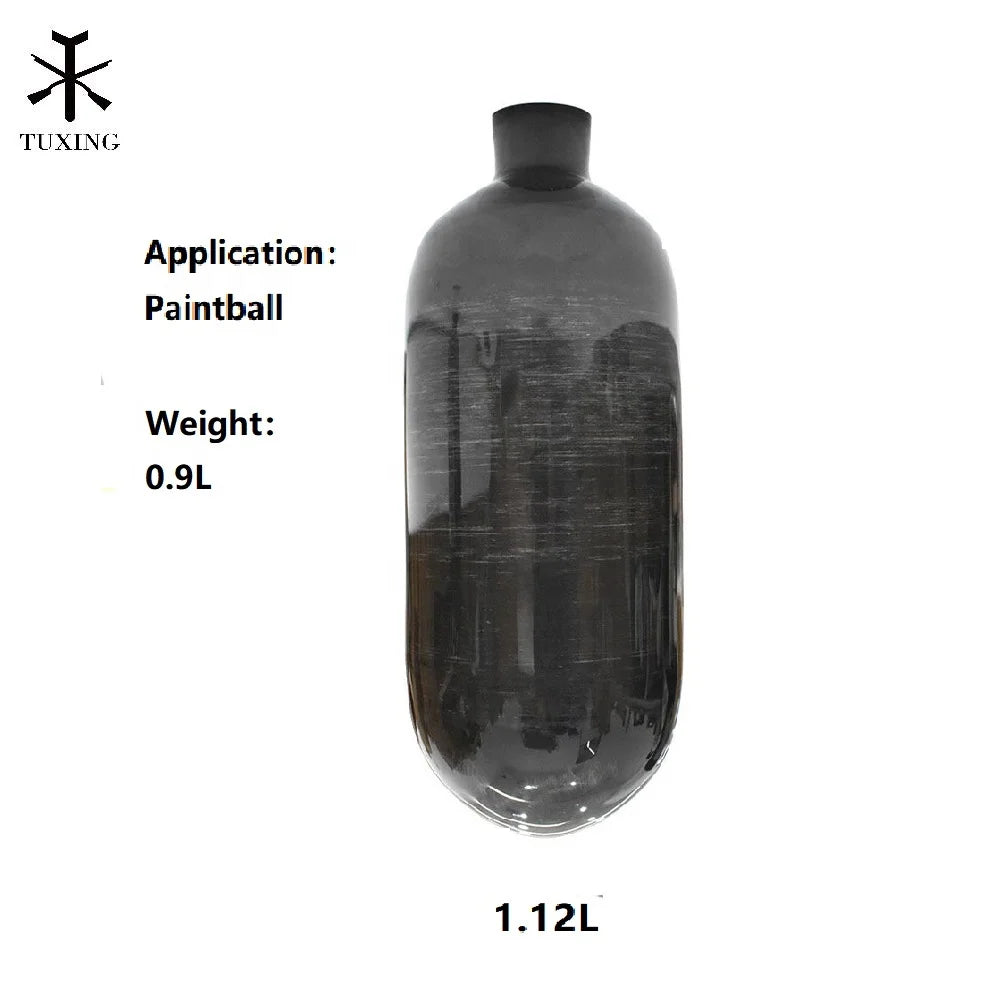 TUXING Manufacturers High Pressure 1.12L 4500Psi 300Bar Composite Paintball Game Hunting Bottle Cylinder Carbon Fiber Air Tank
